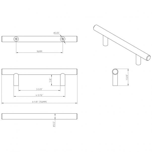 Hardware Resources 156SN Naples 3 3/4" Center to Center Cabinet Bar Pull, Satin Nickel