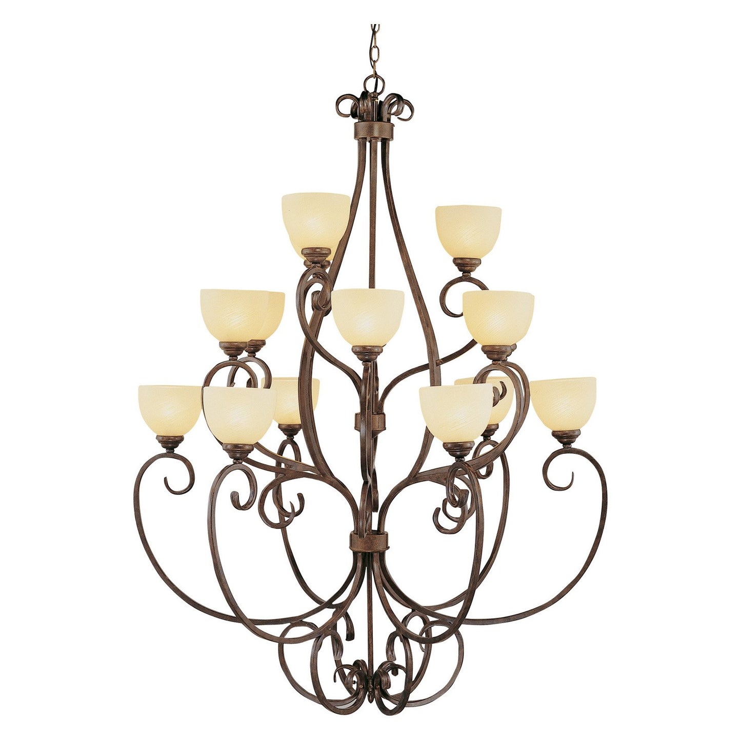 7219 ROB - Trans Globe 15 Light 3 Tier Chandelier with a Rubbed Oil Bronze Finish