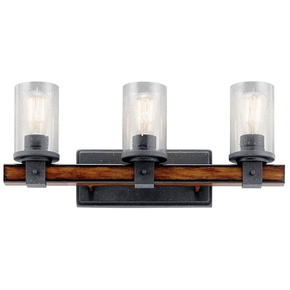 37418 - Kichler Lighting Barrington Distressed Black and Wood Vanity Light