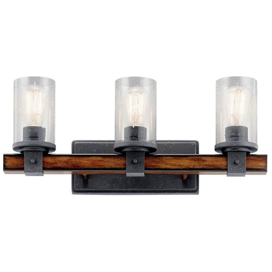 37418 - Kichler Lighting Barrington Distressed Black and Wood Vanity Light