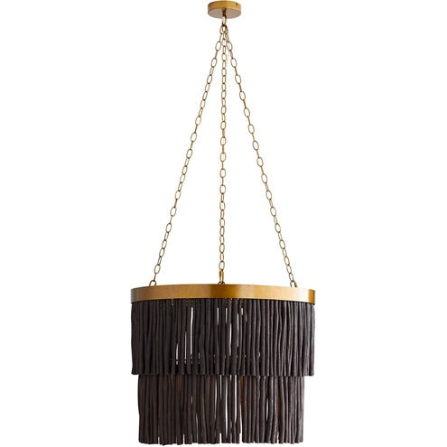 45083 - Arteriors Home Baja Antique Brass/Dark Gray Beaded Drum Chandelier