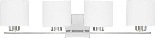 Capital Lighting 8494CH-103 Steele Soft White Glass Vanity, 4-Light  8"H x 32"W, Chrome