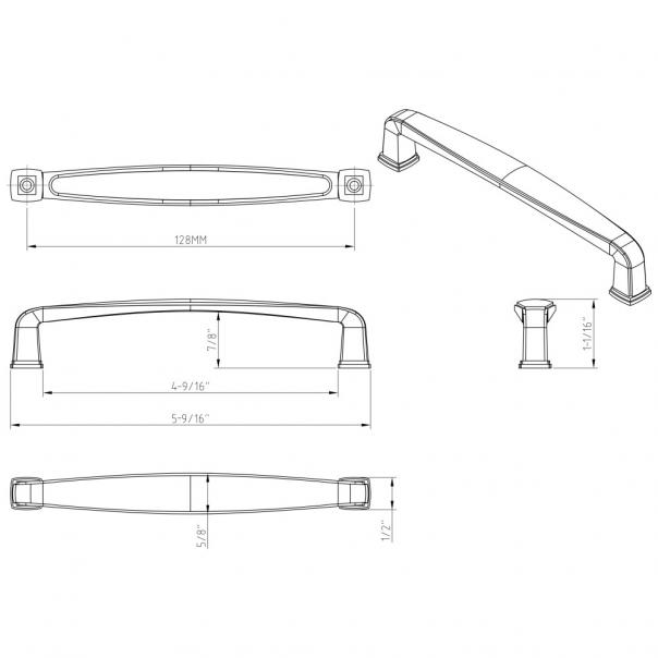 Hardware Resources 1092-128DACM Milan 128mm Center to Center Square Cabinet Pull, Gun Metal