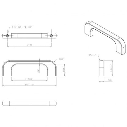 Hardware Resources 264-3SBZ Alvar 3" Center to Center Cabinet Pull, Satin Bronze