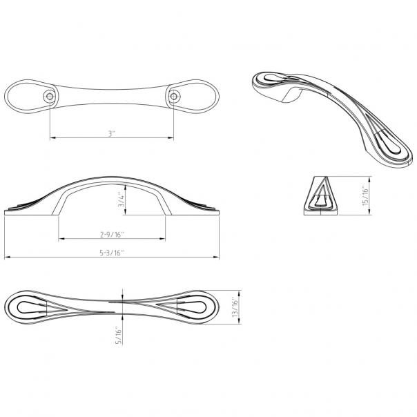 Hardware Resources 3899SN Westbury 3" Center to Center Cabinet Pull, Satin Nickel