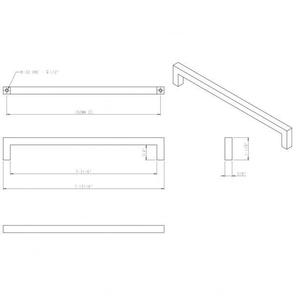 Hardware Resources 625-192SN Stanton 192mm Center to Center Square Cabinet Bar Pull, Satin Nickel