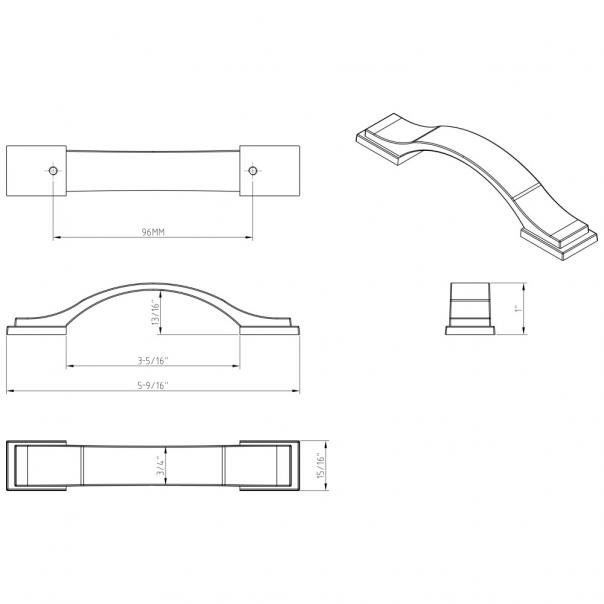 Hardware Resources 80152-96SN Mirada 96mm Center to Center Cabinet Pull, Satin Nickel