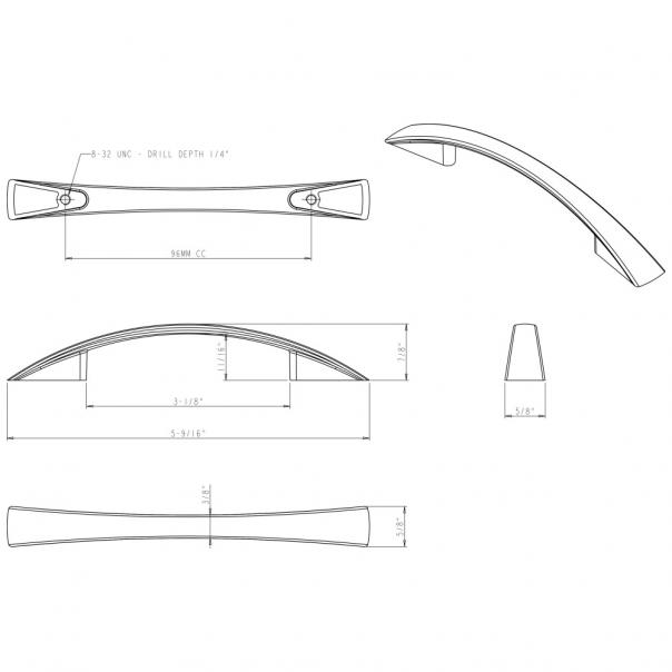 Hardware Resources 847-96SN Flared Regan 96mm Center to Center Cabinet Pull, Satin Nickel