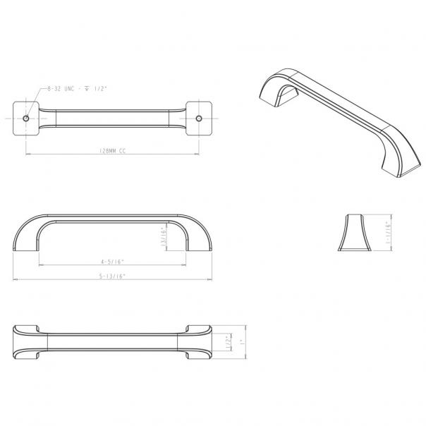 Hardware Resources 972-128NI Marlo 128mm Center to Center Cabinet Pull, Polished Nickel