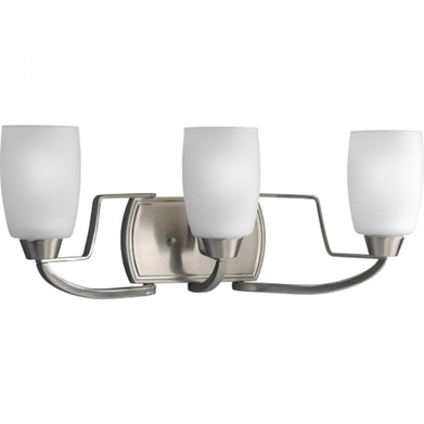 Progress Lighting P2796-09 3-Light Bath Bracket with White Opal Glass, BN