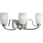 Progress Lighting P2796-09 3-Light Bath Bracket with White Opal Glass, BN