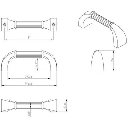 Hardware Resources Z281-SN Cordova 3" Center to Center Cabinet Pull, Satin Nickel