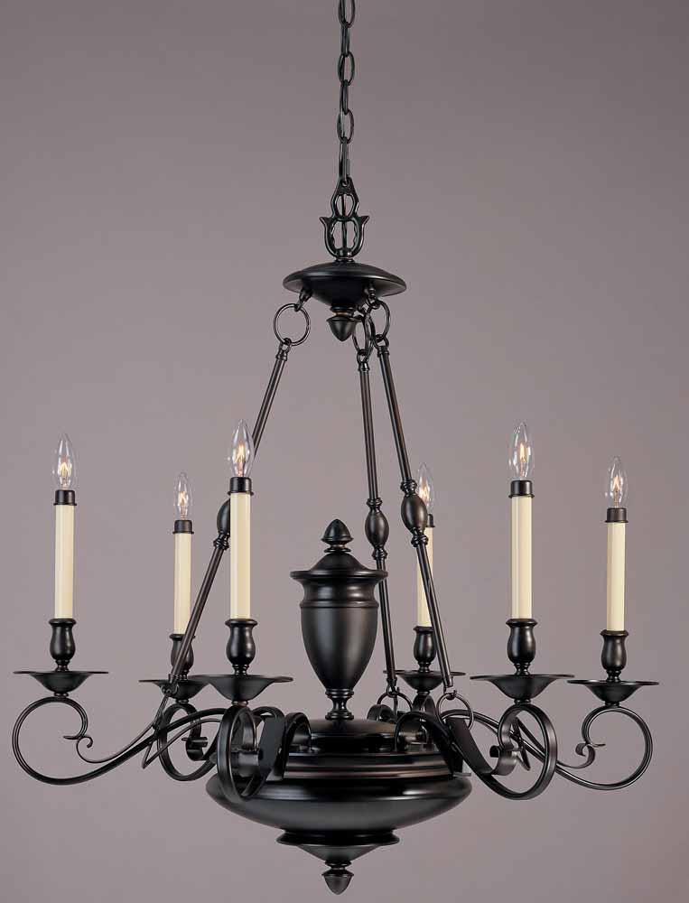 V3756-65 - Foundry Bronze 6 Lt. Cambridge Chandelier - Volume International - IN STOCK LIGHTING - Chandelier